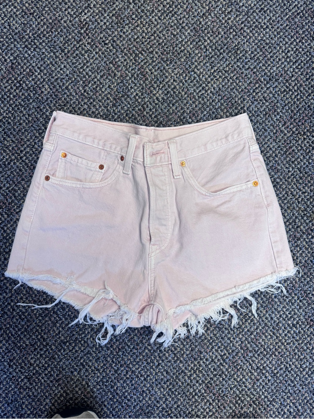 Levi's Light Pink Distressed Denim Cutoff Shorts